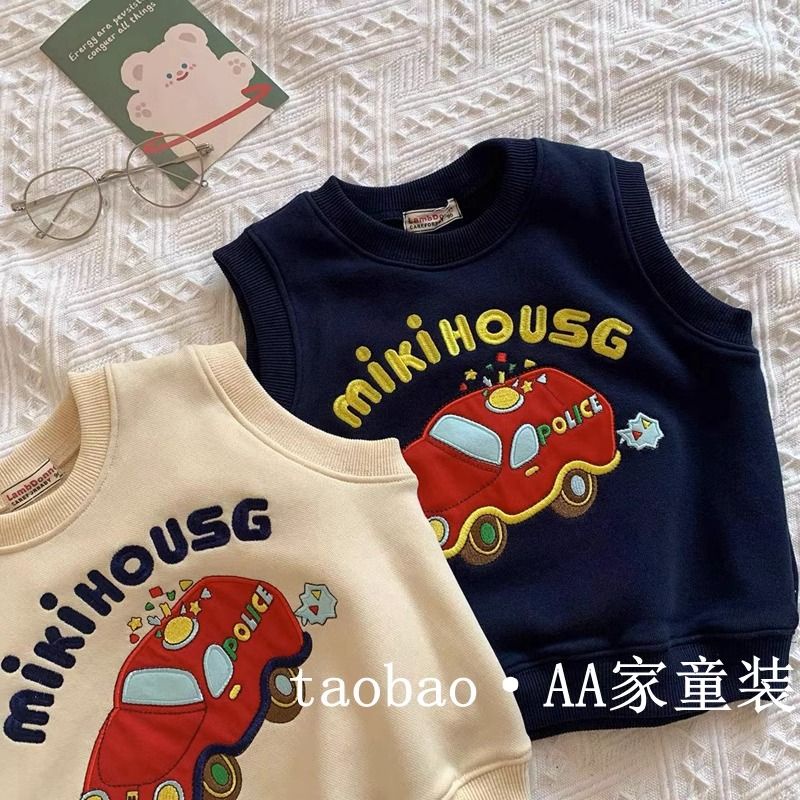 Áo Khoác Không Tay Thêu Họa Tiết Hoạt Hình Phong Cách Phương Tây Thời Trang Xuân Thu Cho Bé Trai Và Gái