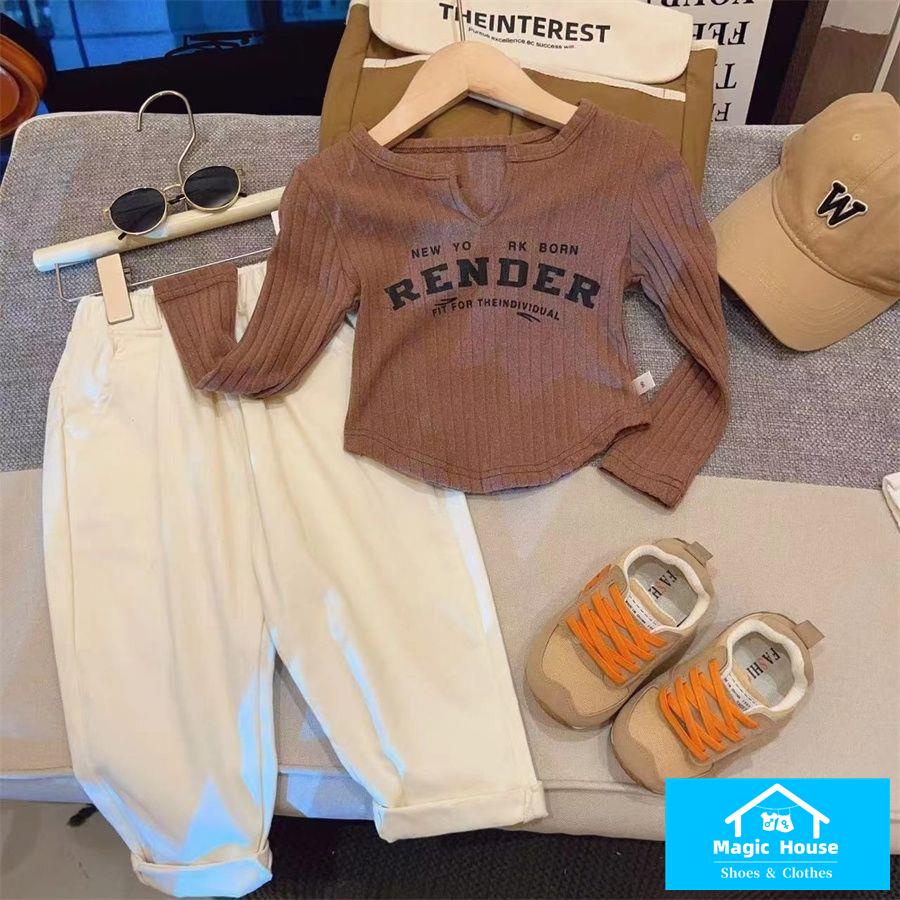 Áo Thun Tay Dài In Chữ Phong Cách Thời Trang Mùa Thu Mới Cho Bé Gái