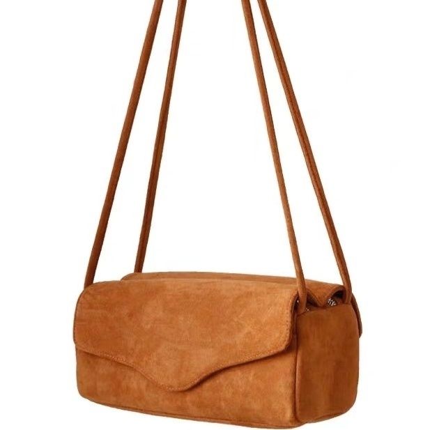 Túi Đeo Vai Da Lộn Màu Nâu Phong Cách Hàn Quốc Thời Trang Thu Đông Mới