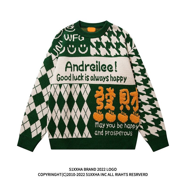 Áo sweater Dáng Rộng Màu Đỏ Phong Cách Giáng Sinh Năm Mới Dành Cho Cặp Đôi Nam Nữ