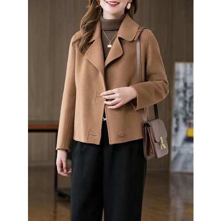 Áo Khoác Len Hai Mặt Dáng Ngắn Thời Trang Xuân Thu Dành Cho Nữ