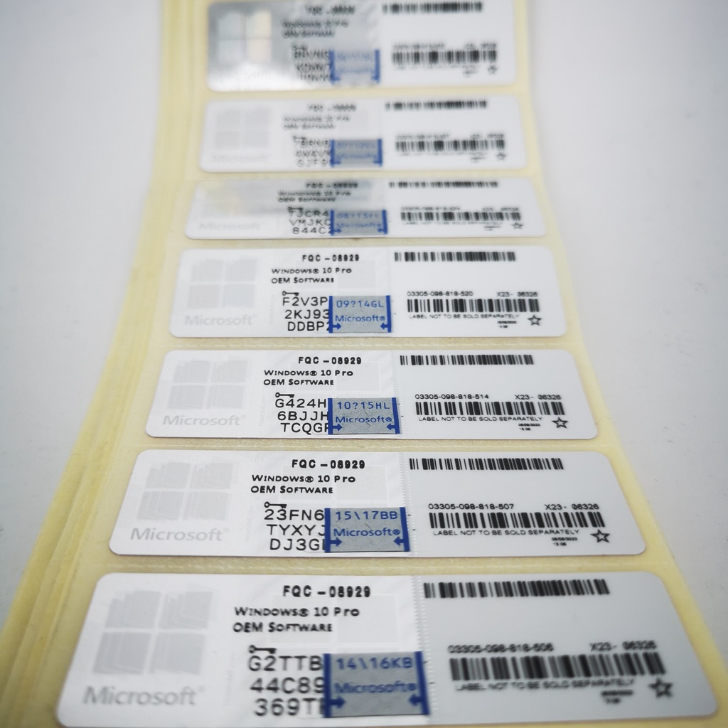 Phiên bản Win10 Pro Nhãn bạc Nhãn dán số sê-ri windows10pro Nhãn dán COA OEM