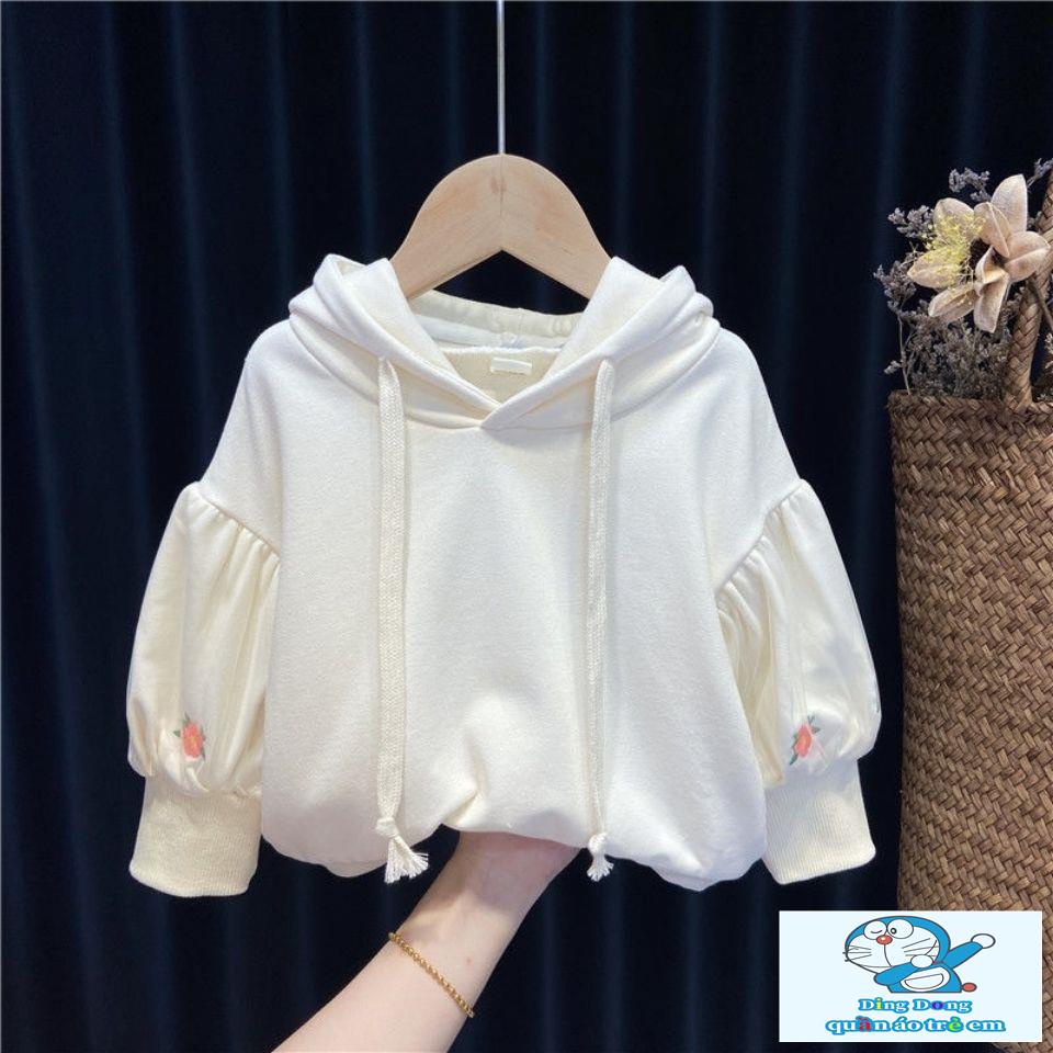 ~ Áo sweatshirt Có Mũ Trùm Tay Phồng Bằng Lông Cừu Phong Cách Hàn Quốc Hợp Thời Trang Mùa Xuân Mới Dành Cho Bé Gái