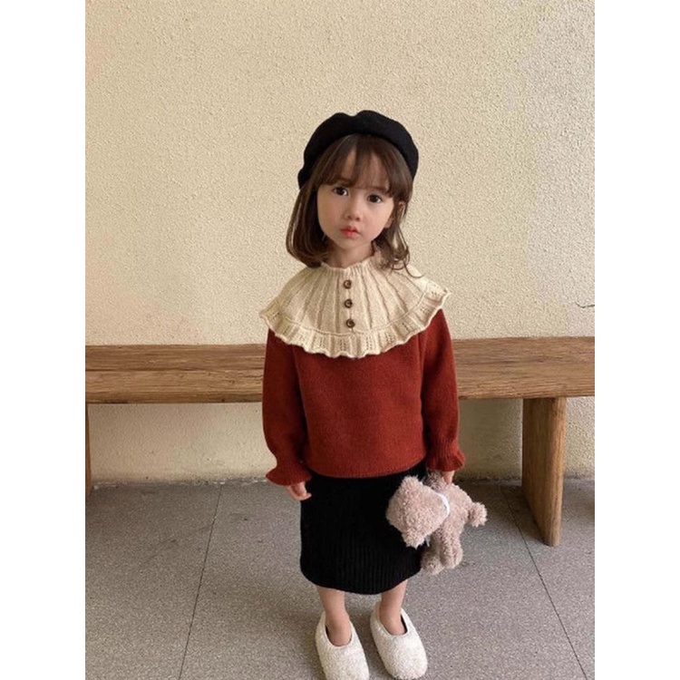 Áo sweater Lông Cừu Chui Đầu Tay Dài Phong Cách Thu Đông Mới Cho Bé Gái mi
