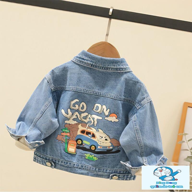 Áo Khoác denim Phong Cách Thời Trang Xuân Thu Mới Cho Bé Trai Và Gái