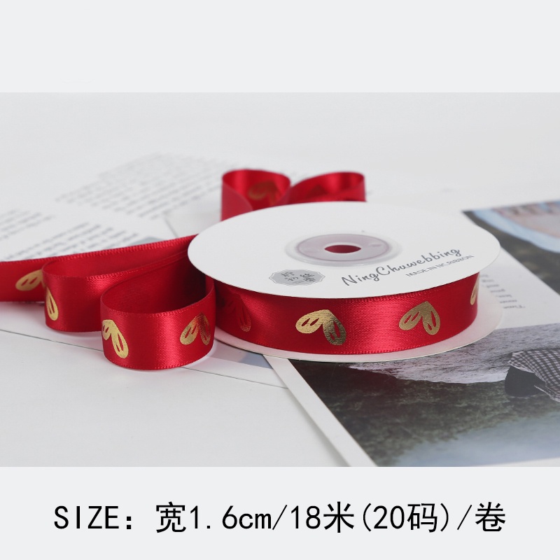 Cuộn Dây Ruy Băng Họa Tiết Trái Tim Màu Vàng 1.6cm Dùng Làm Đồ Thủ Công diy