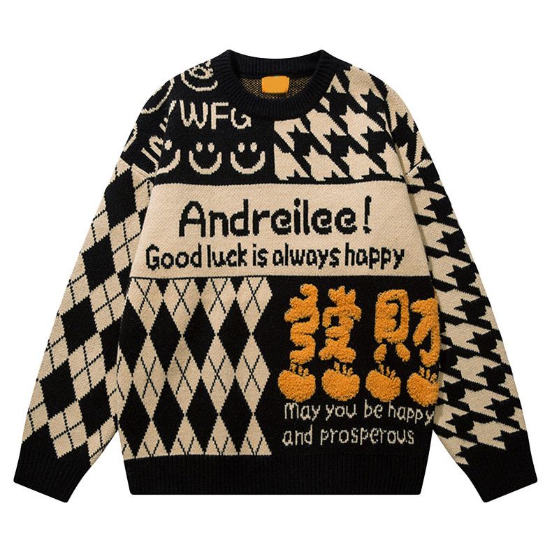 Áo sweater Dáng Rộng Màu Đỏ Phong Cách Giáng Sinh Năm Mới Dành Cho Cặp Đôi Nam Nữ