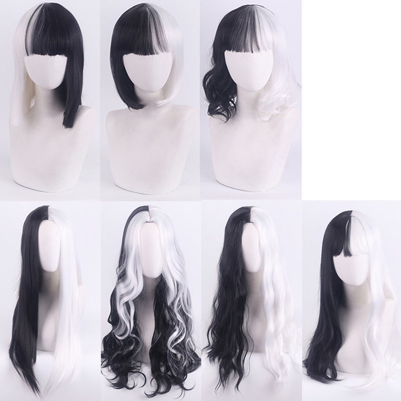[cos Tóc Giả] 101 Chú Chó đốm Cruella de Vil Cruella Đen Trắng Phù Thủy Màu Sắc Phù Hợp Với Tóc Xoăn