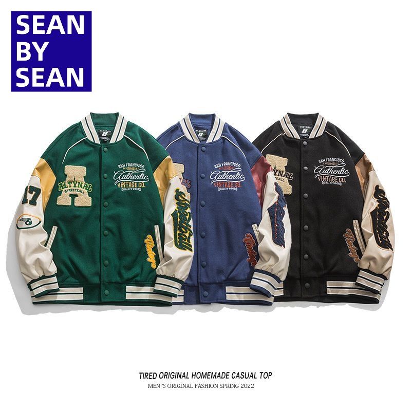 Áo Khoác Bóng Chày Thêu Họa Tiết Phong Cách Mỹ Thời Trang Xuân Thu Cho Nam