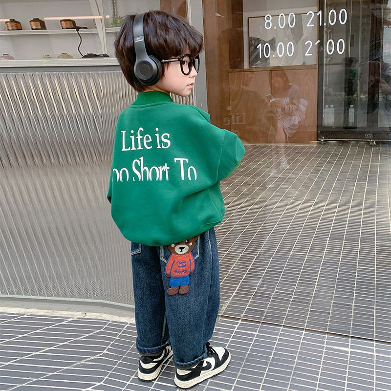 Hàng Có Sẵn ~  Quần Jean Lót Lông Cừu Dày Phong Cách Thu Đông Mới Cho Bé Trai