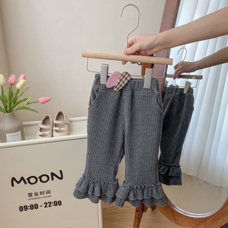 Quần Legging cotton Họa Tiết Kẻ Sọc Hợp Thời Trang Thu Đông Cho Bé Gái