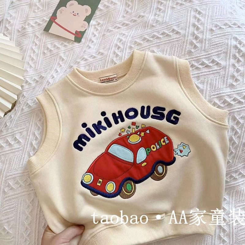 Áo Khoác Không Tay Thêu Họa Tiết Hoạt Hình Phong Cách Phương Tây Thời Trang Xuân Thu Cho Bé Trai Và Gái