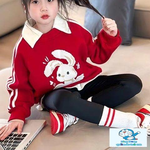 ~ Áo sweatshirt Cổ Thỏ Phong Cách Mới Hợp Thời Trang Xuân Thu Cho Bé Gái