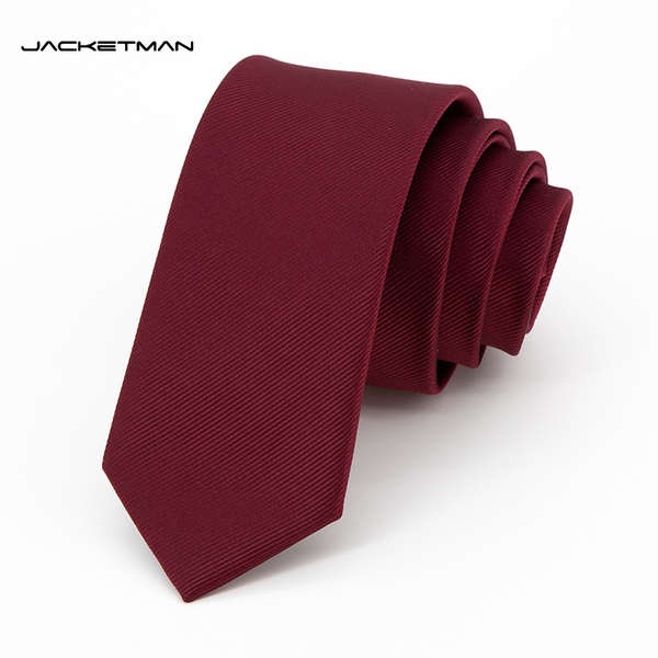 Cà Vạt Bản Hẹp 6cm Màu Đỏ Rượu Vang Phong Cách Hàn Quốc Thời Trang Cho Nam