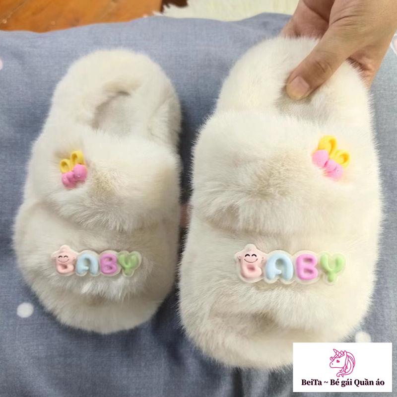 Dép Bông cotton Giữ Ấm Mùa Thu Đông Phong Cách Mới Dành Cho Mẹ Và Bé Gái