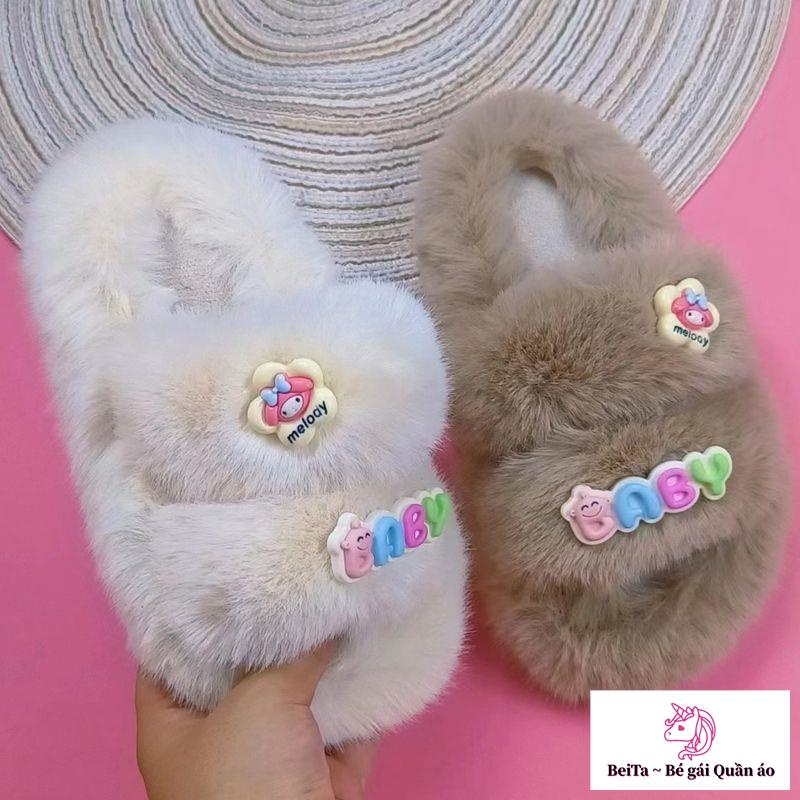 Dép Bông cotton Giữ Ấm Mùa Thu Đông Phong Cách Mới Dành Cho Mẹ Và Bé Gái