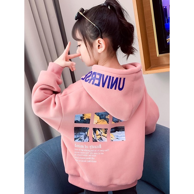 Áo sweatshirt Lông Cừu Dáng Rộng Phong Cách Phương Tây Thời Trang Thu Đông Kích Thước Vừa Và Lớn Dành Cho Trẻ Em