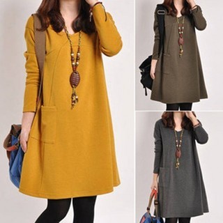 Đầm Nữ Tay Dài Dáng Rộng Phong Cách Hàn Quốc Thời Trang Xuân Thu Mới size m-4xl wmgjiajufz