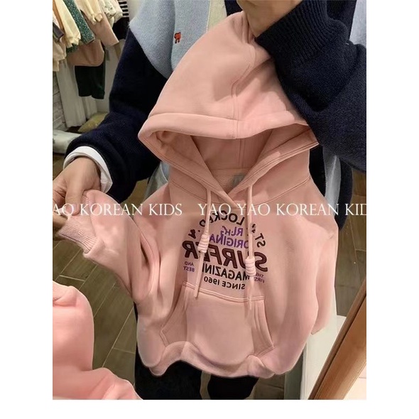 Áo Khoác Nỉ In Chữ Màu Hồng Phong Cách Hàn Quốc Thời Trang Thu Đông Cho Bé Gái