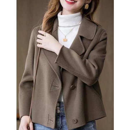 Áo Khoác Len Hai Mặt Dáng Ngắn Thời Trang Xuân Thu Dành Cho Nữ