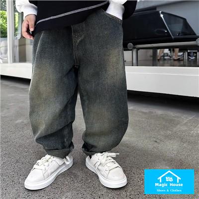 Quần Jean Dài Dáng Rộng Phong Cách Mới Thời Trang Xuân Thu Cho Bé