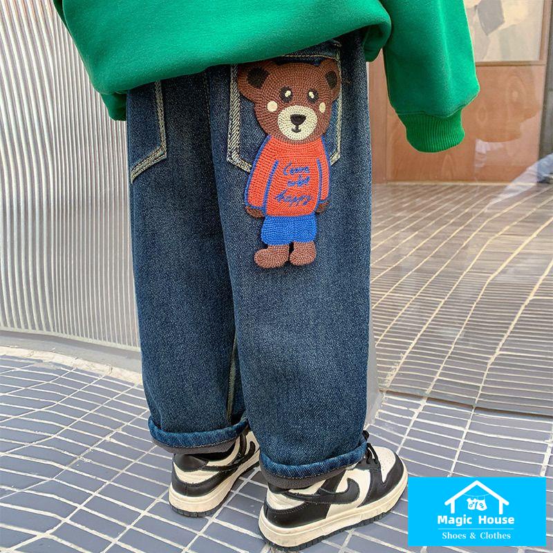 Quần Jean Lót Lông Cừu Dày Dặn Phong Cách Thu Đông Mới Cho Bé Trai  ~ Quần Jean Lót Lông Cừu Phong Cách Mới