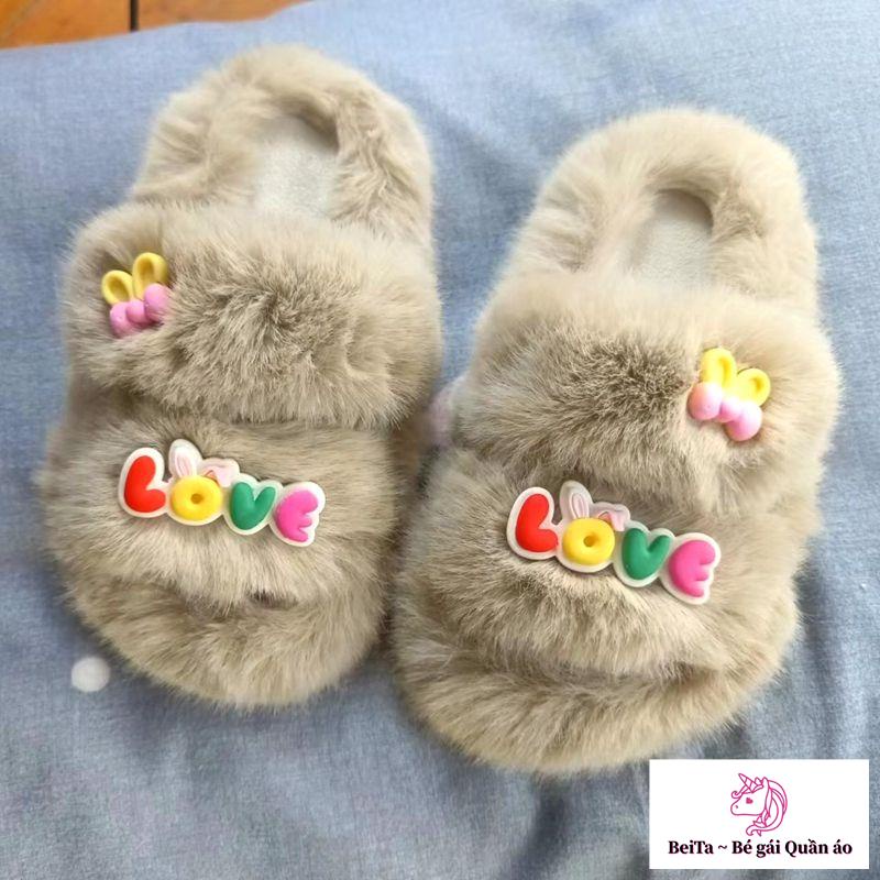 Dép Bông cotton Giữ Ấm Mùa Thu Đông Phong Cách Mới Dành Cho Mẹ Và Bé Gái