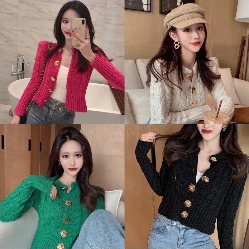Puruiti2023 Áo Khoác cardigan Ngắn Dày Thời Trang Xuân Thu Cho Nữ