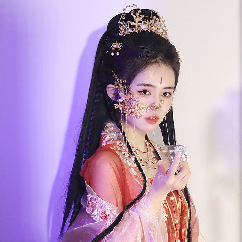 Phụ Kiện Tóc Che Nửa Mặt Che Phủ Cổ Tích Tua Rua Hóa Trang Hán Phục Cổ Điển Cho Nữ
