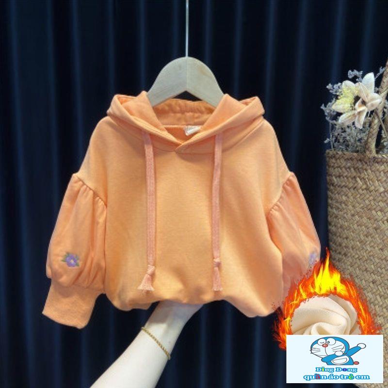~ Áo sweatshirt Có Mũ Trùm Tay Phồng Bằng Lông Cừu Phong Cách Hàn Quốc Hợp Thời Trang Mùa Xuân Mới Dành Cho Bé Gái
