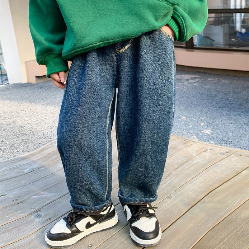 Hàng Có Sẵn ~  Quần Jean Lót Lông Cừu Dày Phong Cách Thu Đông Mới Cho Bé Trai