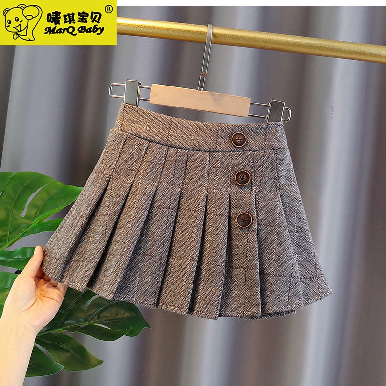 Hàng Có Sẵn ~  Chân Váy Xếp Ly Kẻ Sọc Caro Phong Cách Phương Tây Cỡ Lớn Thời Trang Thu Đông Dành Cho Bé Gái