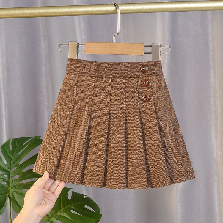 Hàng Có Sẵn ~  Chân Váy Xếp Ly Kẻ Sọc Caro Phong Cách Phương Tây Cỡ Lớn Thời Trang Thu Đông Dành Cho Bé Gái