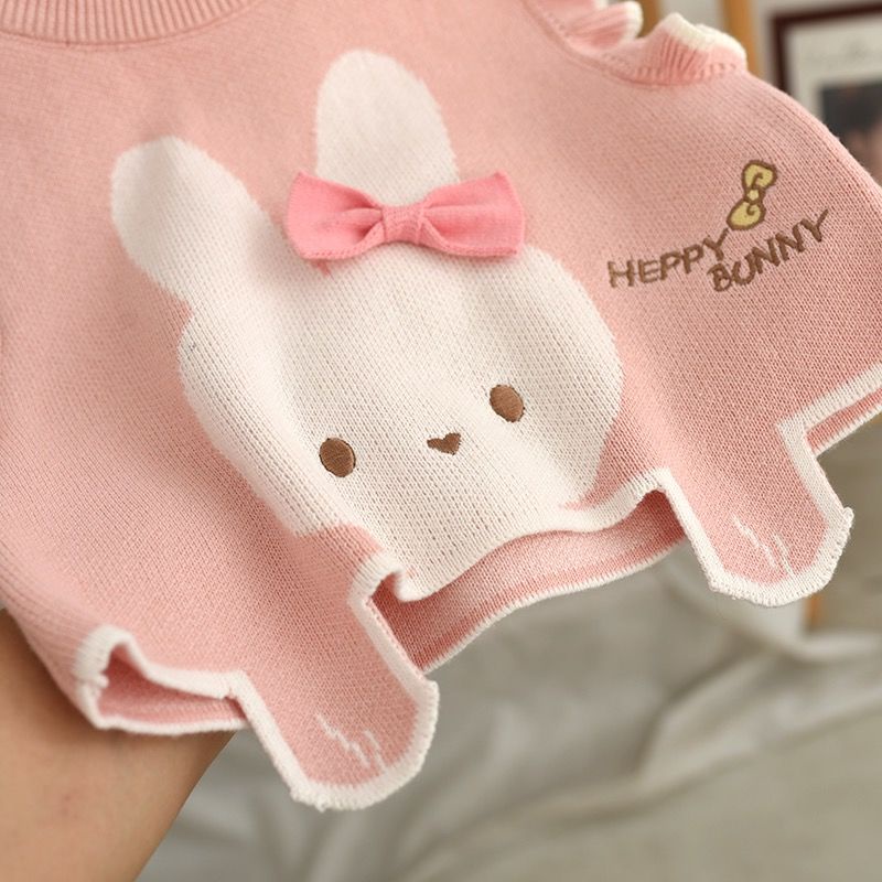 Bộ Áo sweater Dệt Kim Sát Nách Kiểu Phương Tây Thời Trang Xuân Thu Cho Bé Gái