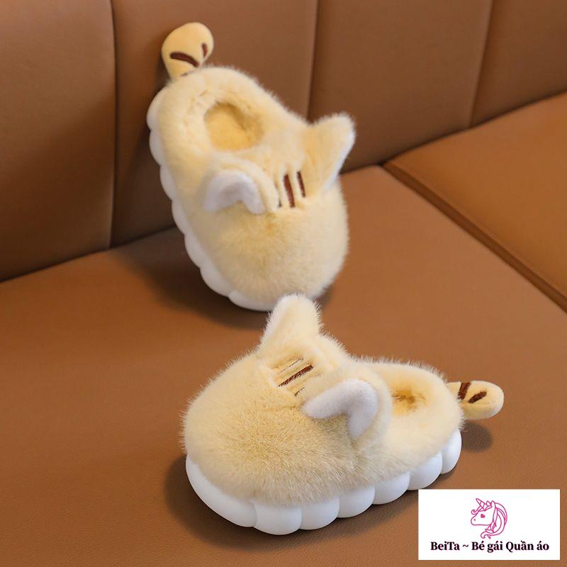 Dép Bông cotton Đế Mềm Dày Giữ Ấm Mùa Thu Đông Phong Cách Hoạt Hình Dễ Thương Cho Bé Trai Và Gái