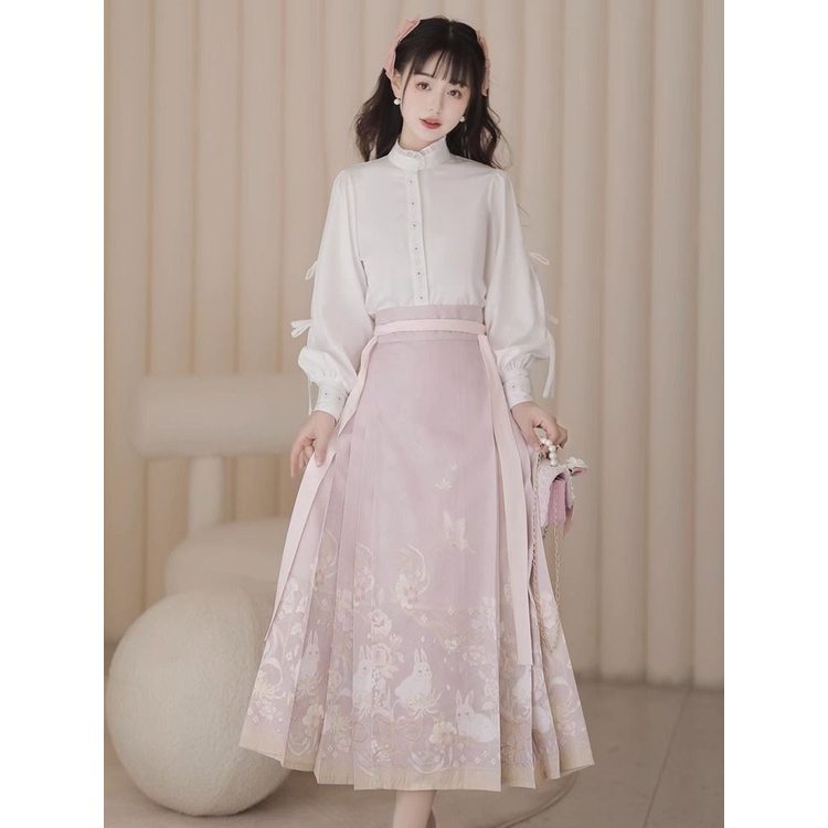 Chân Váy Chữ a Lưng Cao In Họa Tiết Phong Cách Trung Hoa Mới#23114