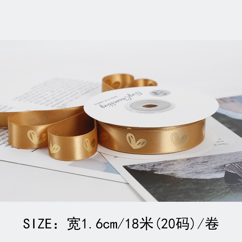 Cuộn Dây Ruy Băng Họa Tiết Trái Tim Màu Vàng 1.6cm Dùng Làm Đồ Thủ Công diy