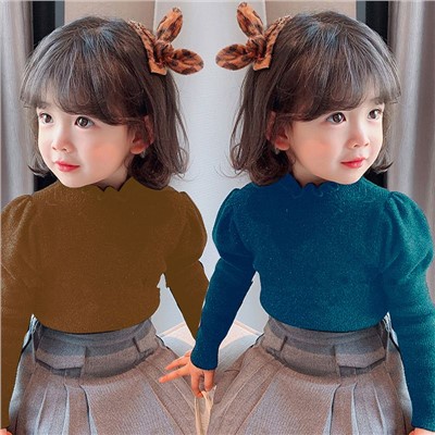 Áo Len Tay Phồng Phong Cách Mới Thời Trang Xuân Thu Cho Bé Gái