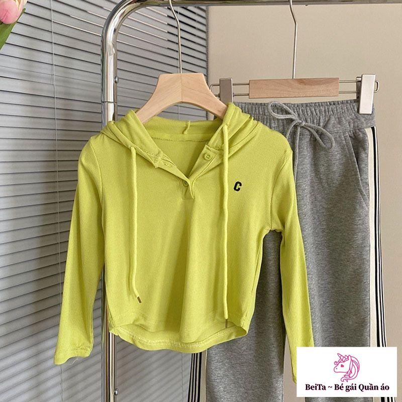 Áo Hoodie Tay Dài Màu Trơn Phong Cách Hàn Quốc Thời Trang Mùa Thu Mới Cho Bé Gái