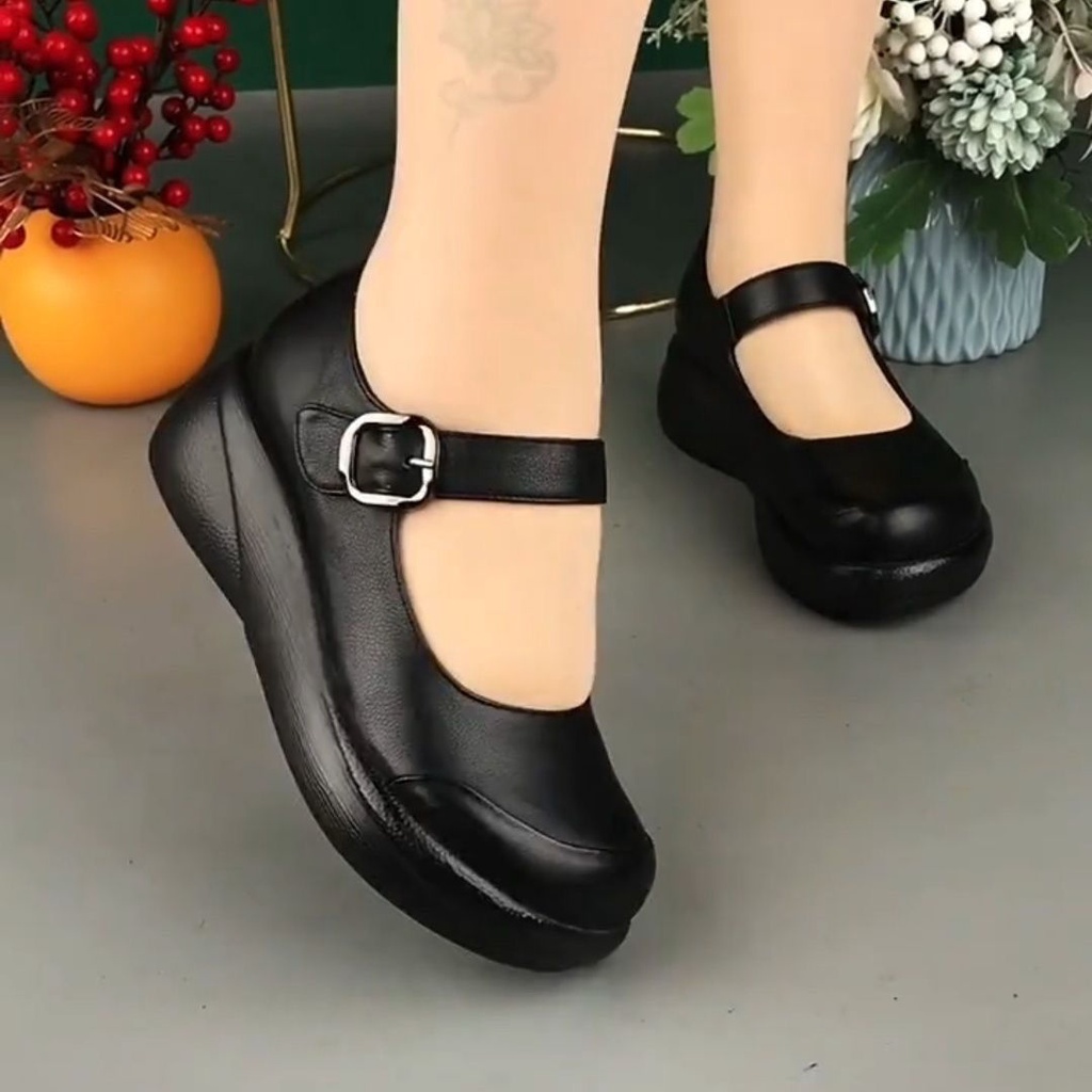 Giày Da Thật Mũi Tròn Đế Mềm Phong Cách retro Mùa Thu Cho Nữ
