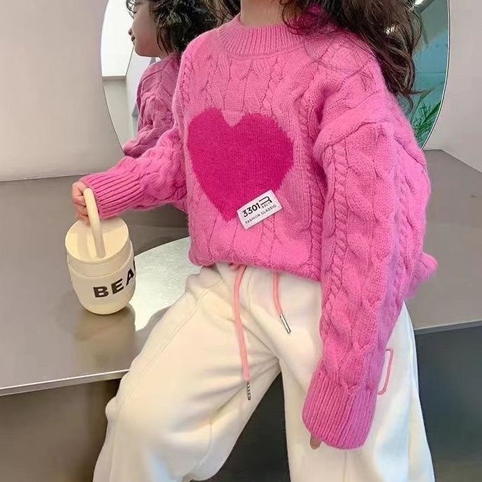 Áo sweater Dệt Kim Tay Dài Phong Cách Hàn Quốc Thời Trang Xuân Thu Xinh Xắn Cho Bé Gái