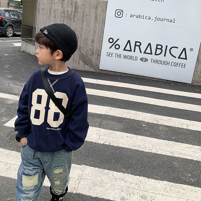Áo Sweater Lót Lông Cừu Dày Dặn Phong Cách Mới Mùa Thu Đông Cho Bé Trai