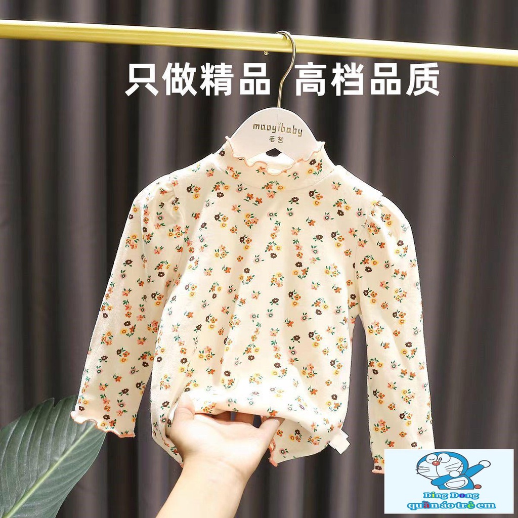 Áo Thun Tay Dài Cổ Cao Phong Cách Thời Trang Mới Cho Bé Gái