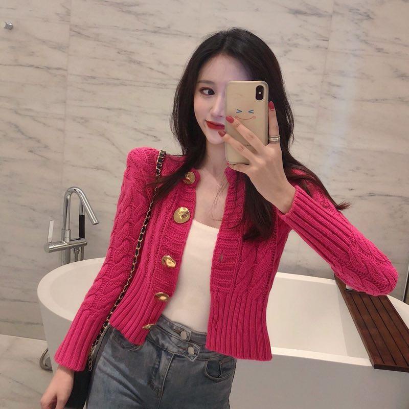 Puruiti2023 Áo Khoác cardigan Ngắn Dày Thời Trang Xuân Thu Cho Nữ