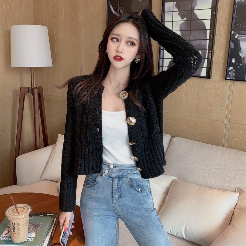 Puruiti2023 Áo Khoác cardigan Ngắn Dày Thời Trang Xuân Thu Cho Nữ