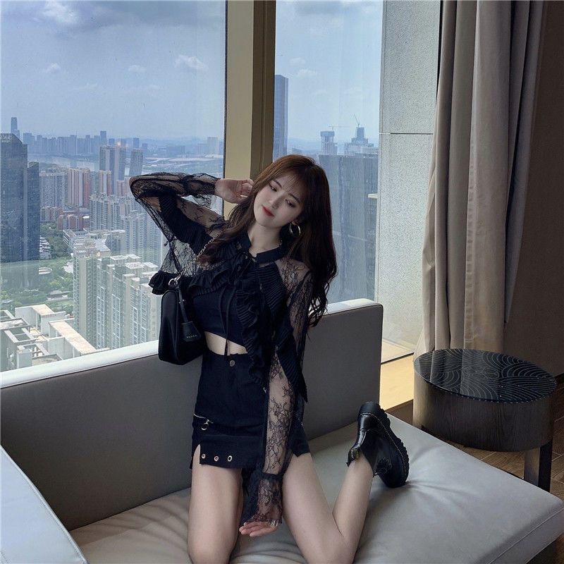 Áo Khoác Ren Nhún Bèo Chống Nắng Thời Trang Xuân Hè Cho Nữ