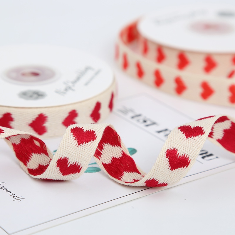 Cuộn Dây Ruy Băng Thêu Hình Trái Tim Viền Vải Ruy Băng Trang Trí Bó Hoa / Bánh Kem diy