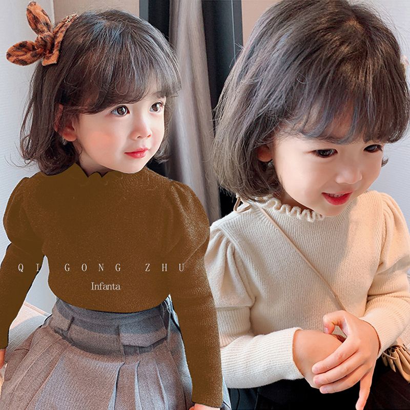 Áo Len Tay Phồng Phong Cách Mới Thời Trang Xuân Thu Cho Bé Gái