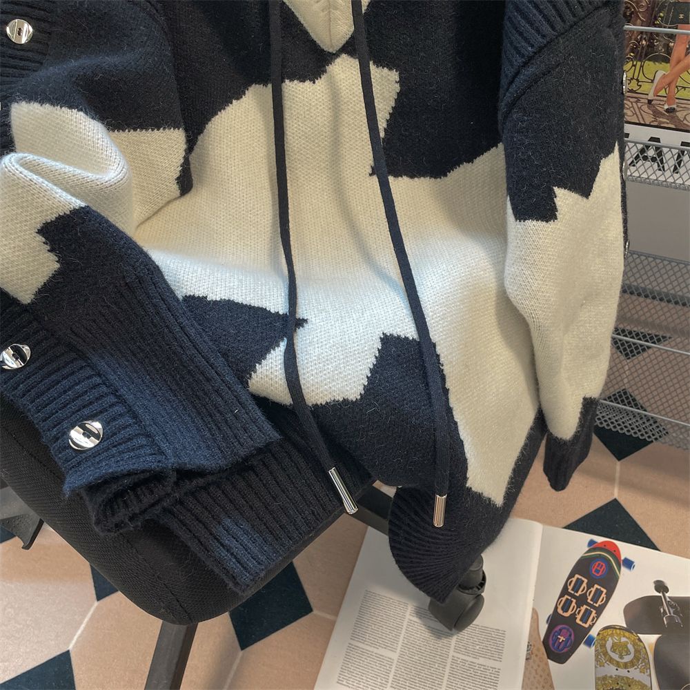 Áo Khoác Hoodie Dày Giả Hai Lớp Màu Sắc Tương Phản retro Đường Phố Cao Cấp Phong Cách Đường Phố Mỹ Cho Nam Và Nữ sw