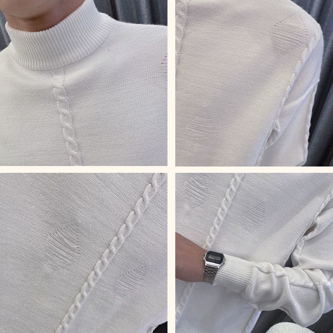 Áo sweater Dệt Kim Dày Cổ Lọ Thời Trang Thu Đông 2022 Phong Cách Đường Phố Cho Nam